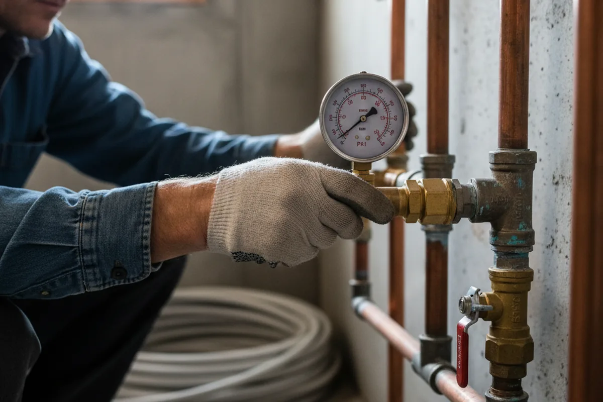 Pressure testing a repaired line during Water Line Repair in Dunbarton
